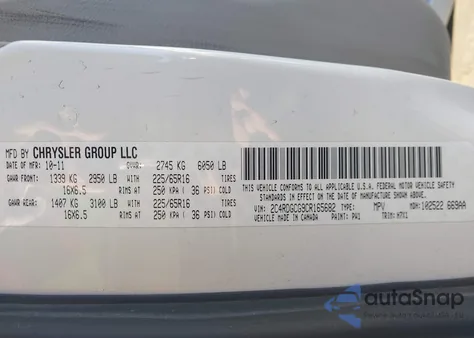 2012 Dodge Grand Caravan Sxt from USA, damaged, VIN 2C4RDGCG9CR165682